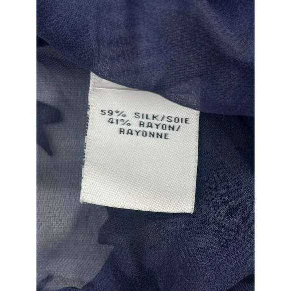 Diane von Furstenberg Lorelei Blue Star Print Sheer Chiffon Blouse Women's Sz 2 - Picture 13 of 14
